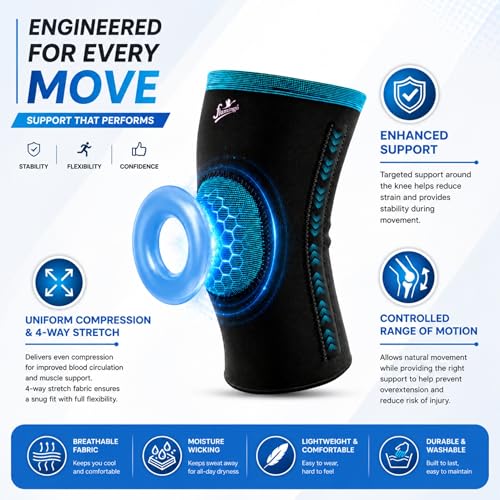 Image of Flamingo Flexi Hinged Knee Sleeve (With Silicone Patella Ring) Functional Knee Support Sleeve for Men & Women Ligament Tear, Sports, Running | Size - XXL |