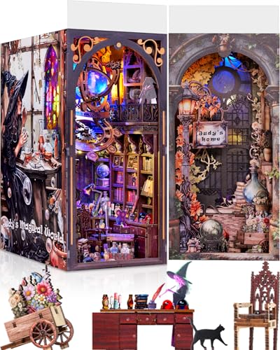 Book Nook Kit, DIY Miniature House Dollhouse - 3D Wooden Book Nook Kits for Adults with Bookshelf...