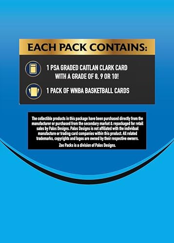 Miniatura 2 de Paquetes Misterio de Tarjetas Graduadas PSA de Zoo Packs Caitlin Clark - Garantizada 1 Tarjeta Graduada PSA con Grado A de 8, 9 o 10 y 1 Paquete de