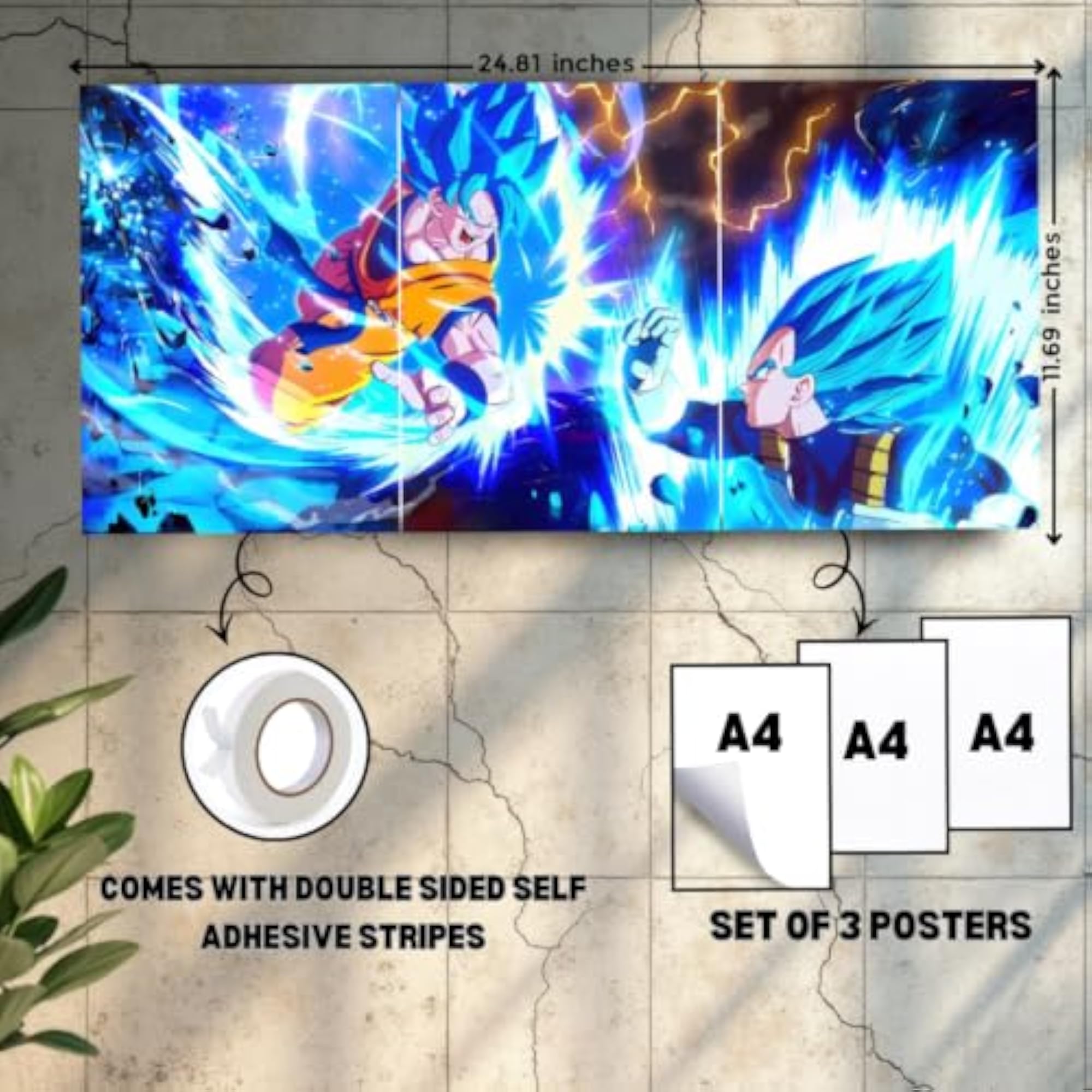 Dragon Ball Super Goku vs Vegeta Split Poster Set of 3