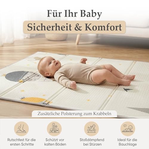 PikatoyZ® Spielmatte Baby | Krabbelmatte Baby Faltbar mit Tragetasche | Schadstofffreier, Rutschfeste, Wasserfester XPE Schaum… – Ansicht 3