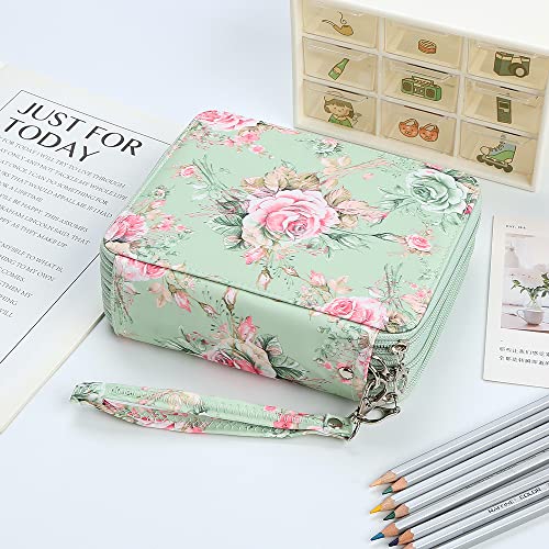 Image of 72 Slots Pencil Case Organizer w /Removal Handle Strap | 3-Layer Zipped Pencils Box Large for Colored Pencils Watercolor Pencils for Office and Travel for Artist