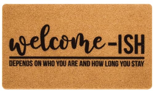Go Away Doormat Funny Welcome-Doormat Non-Slip Coir Mats - 17'x30' Welcome-Ish Entrance Front-Door-Mat Welcome Home...