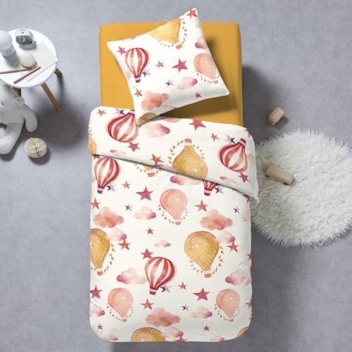 Duquennoy & Lepers 1867 Linge de lit - Parure de Lit Enfant 140x200 cm - Voyage - 100% Coton - Housse de Couette 140x200 avec 1 Taie d'oreiller 63x63