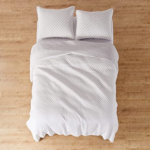 Levtex Home Pom Pom White And Silver Dots King Quilt, Cotton #TOP4
