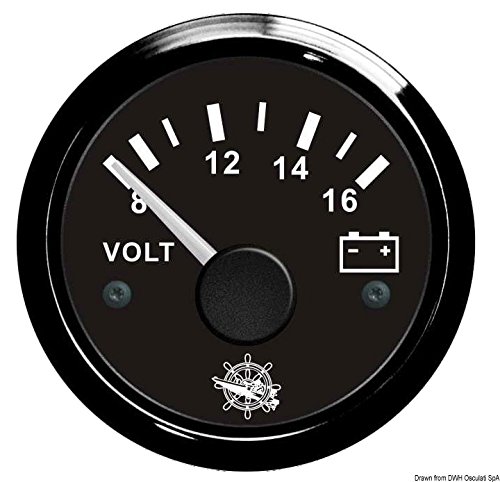 Voltmètre 8/16 V Osculati noir pour éviter les pannes de batterie