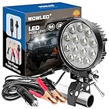 LED Boat Spotlight with Mounting Clamp, Super Bright LED Work Light 12V Marine Spot Lights for Boats Night Fishing, Battery Clamps/Cigarette Lighter Power Boat Headlights for Kayaking Camp Truck RV