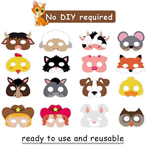 Amazon Com 16 Piece Farm Forest Animal Felt Mask Barnyard Animal Face For Petting Zoo Farmhouse Theme Birthday Halloween Christmas Kids Costumes Dress Up Party Supplies Toys Games