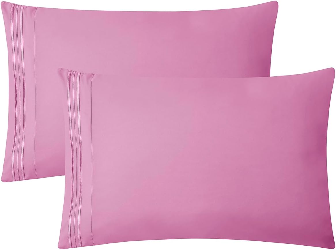 Clara Clark Bed Sheets, Premier 1800 Series 4 Piece Bed Sheet Set, Deep Pocket, Wrinkle, Fade, Stain Resistant, Luxury Soft Bedding Sheets & Pillowcases, Queen, Light Pink