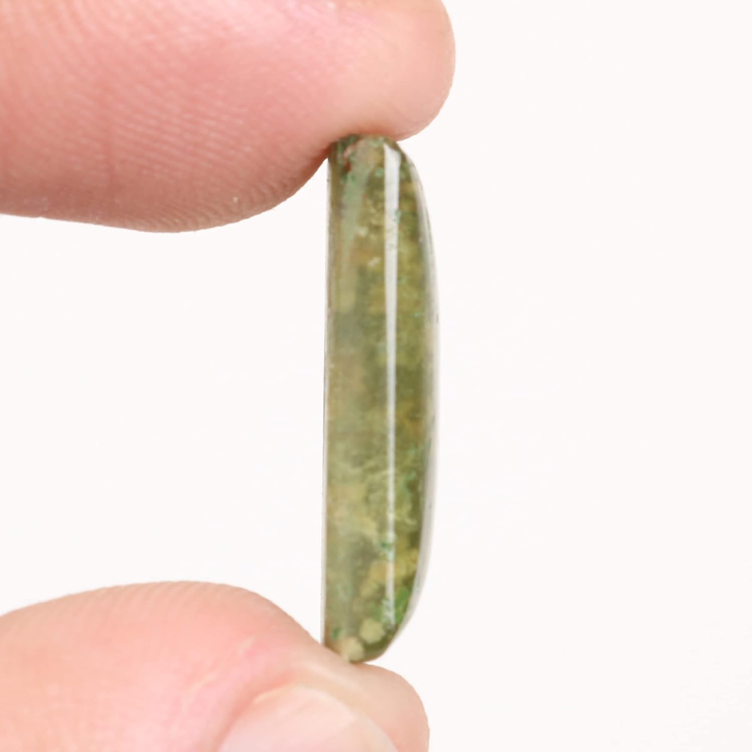REAL-GEMS 17 Ct. Natural Royal Green Agate Perfect Cushion Cabochon Loose Gemstone For Lapidary AXC-488