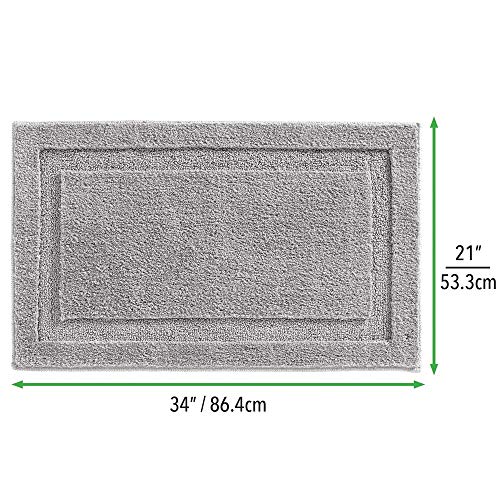 mDesign Soft Microfiber Polyester Non-Slip Rectangular Spa Mat, Plush Water Absorbent Accent Rug for Bathroom Vanity, Bathtub/Shower - Machine Washable, 34