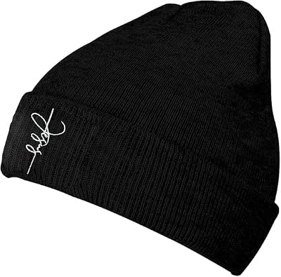 Black Beanie Hat for Men Women Embroidered Knit Winter Beanies Cap