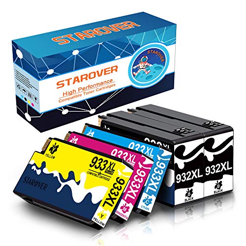 STAROVER 932XL 933XL Tinta Compatible Cartuchos de Repuesto para HP 932XL Officejet 933XL para HP 6100 6600 6700 7110 7510 7610 7612 (Paquete de 5)