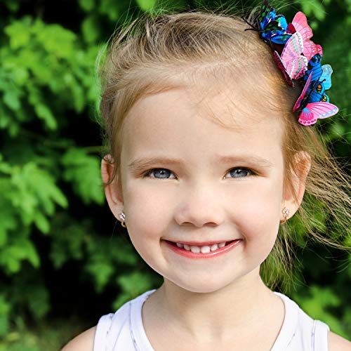 24 Pieces Butterfly Hair Clips Colorful Barrettes 3D Halloween For Women Party Favors (Pink, Blue) #TOP1