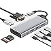 Produktbild USB C Hub 8 in 1 Multiport Adapter, Tragbarer Hub mit 4K HDMI, 1 VGA, 3 USB 3.0 Anschlüsse, SD/TF Kartenleser, 100W PD Aufladung, kompatibel mit MacBook /Pro/ ChromeBook/Samsung/ Dell/Huawei Matebook