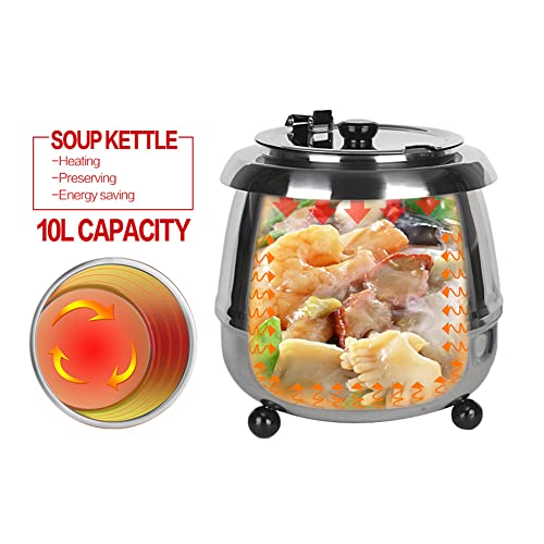 YIEOTM Chaleira de sopa comercial – Panela de aço inoxidável de 10 litros com botão de controle de t