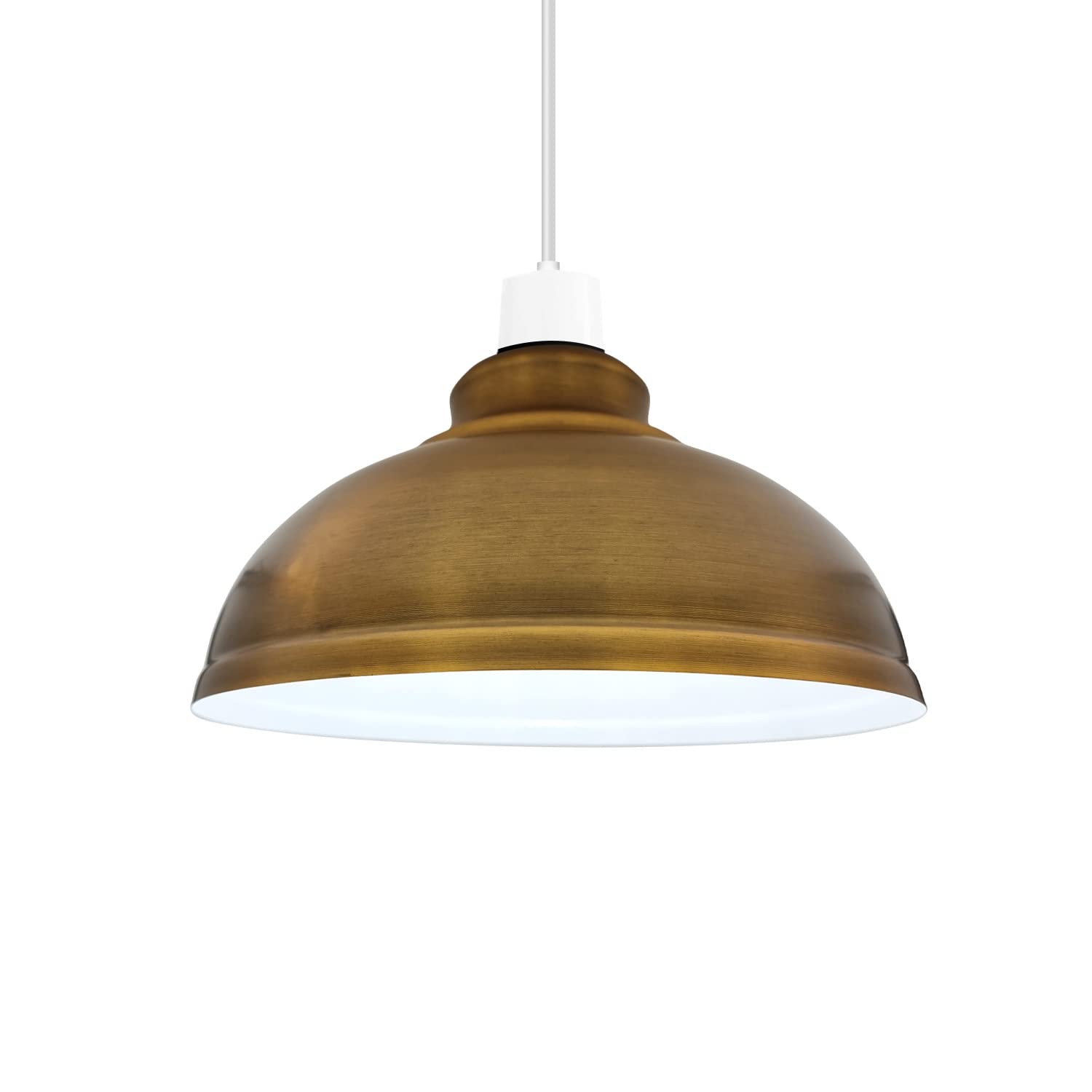 29cm Yellow Brass Metal Lamp Shade Easy Fit E27 Industrial Replacement Ceiling Pendant Light Shade Modern Vintage Lighting for Kitchen Living Room Bedroom Home Decor โ image 1