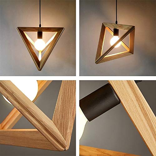 Plafonnier light bois triangle pour îlot de cuisine et restaurant cafe - 4