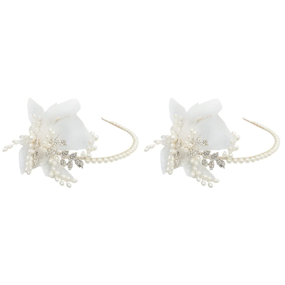 FRCOLOR 2 Piezas Diadema De Boda De Diamantes De Imitación Cristal Tocados De Boda Accesorios Para El Cabello De La Novia Aro De Pelo Nupcial Perder Lámina Velo