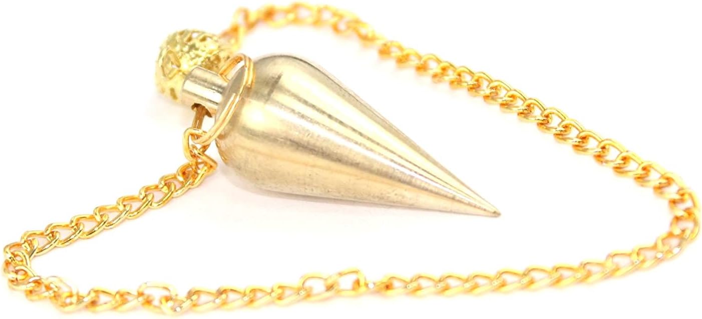 Jet International Brilliant Brass Cone Pendulum Healing Dowsing A++ Metal Reiki Results Healing Crystals