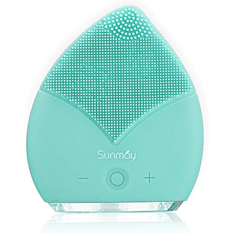 【Sunmay Leaf】- SUNMAY Sonic Facial Cleansing Brush and Face Massager with Timer, Waterproof Silicone Anti-aging Face Cleanser and Exfoliator Makeup Tool for Facial Polish and Scrub(Tiffany Blue) Cover