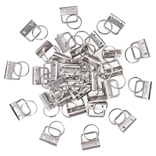 Swpeet 45Pcs Sliver 1 Inch Key Fob Hardware with Key Rings Sets, Perfect for Bag Wristlets with Fabric/Ribbon/Webbing/Embossed and Other Hand Craft - 25mm