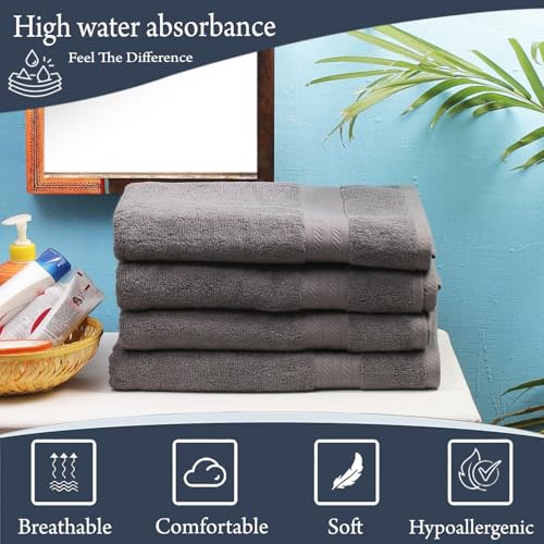 Image of FRESH FROM LOOM 500 GSM Towels for Bath | Ultra-Premium 100% Pure Cotton| Quick Dry Towel Set for Men & Women | Skin Friendly & Hypoallergenic | Water Absorber (27 x 54 Inch | Grey) 4pc