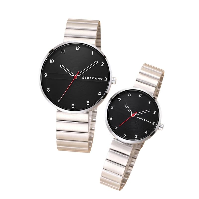 Image of Giordano Analog Couple Watch Set - Elegant Dial with Stainless Steel Strap - His & Hers Matching Watches - Minimalist Unisex Design