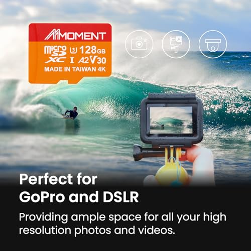 Image of MMOMENT MM23 128GB Micro SDXC Card, A2, UHS-I, U3, V30, Class 10 Compatible, Read Up to 160 MB /s, Write Up to 100 MB /s, SD Adapter Included