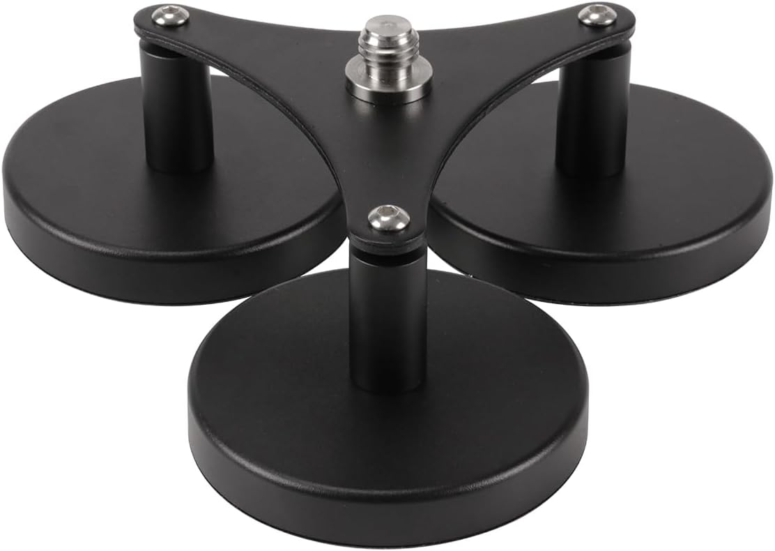 Triple Magnetic Antenna Mount - Professional Survey Base GNSS Mounting System with 120lb Pull Force | Spring-Adjusted Design for Vehicles, Pipeline Surveys & Metal Surfaces
