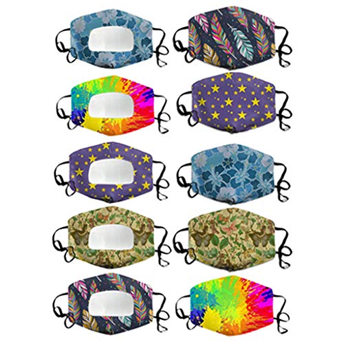 Preisvergleich Produktbild SHUANGA transparent Gesichts Mund, Wiederverwendbare Staubschutzn, Süße Mundschutz Kälteschutz für Unisex wandern Radfahren Camping Outdoor außenbereich Home Office Face Cover Design für Taubstumm