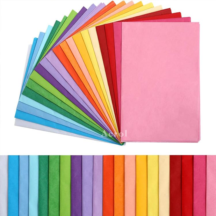 PIQIUQIU 100 hojas de papel de seda, 20 colores, 50 x 35 cm, multicolor, papel de regalo, papel de envolver