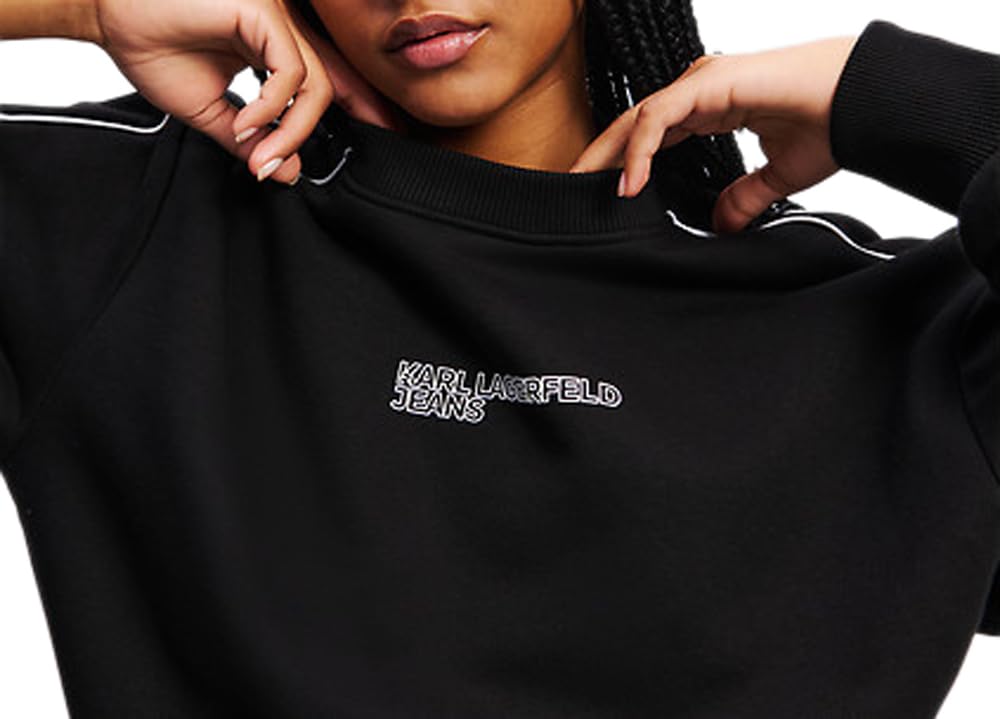 Karl Lagerfeld Jeans Mujer Relaxed Crop Piping Sweatshirt