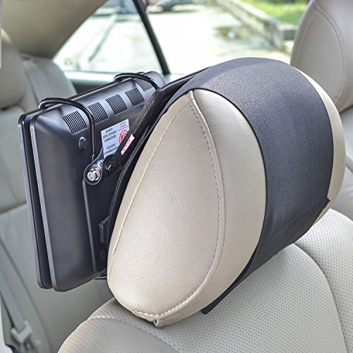 TFY Universal Car Headrest Mount Holder with Angle- Adjustable Holding Clamp for Swivel Screen Portable DVD Players, Black