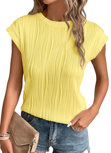 PRETTYGARDEN Blouses for Women Dressy Casual 2025 Summer Cute Cap Sleeve Business Office Tops Textured Spring Work Shirt