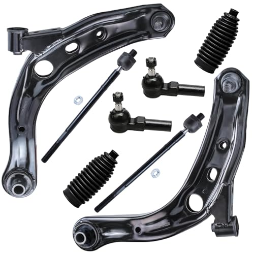 Image of Detroit Axle - 8pc Front End Suspension Kit for 2000-2006 Mazda MPV, 2 Lower Control Arms w /Ball Joints 4 Outer Inner Tie Rods 2 Boots 2001 2002 2003 2004 2005 Replacement