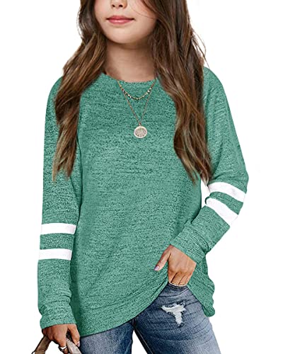 Image of Apbondy Girls Shirts Casual Long Sleeve Crewneck Loose Striped Sweatshirts Pullover Tops