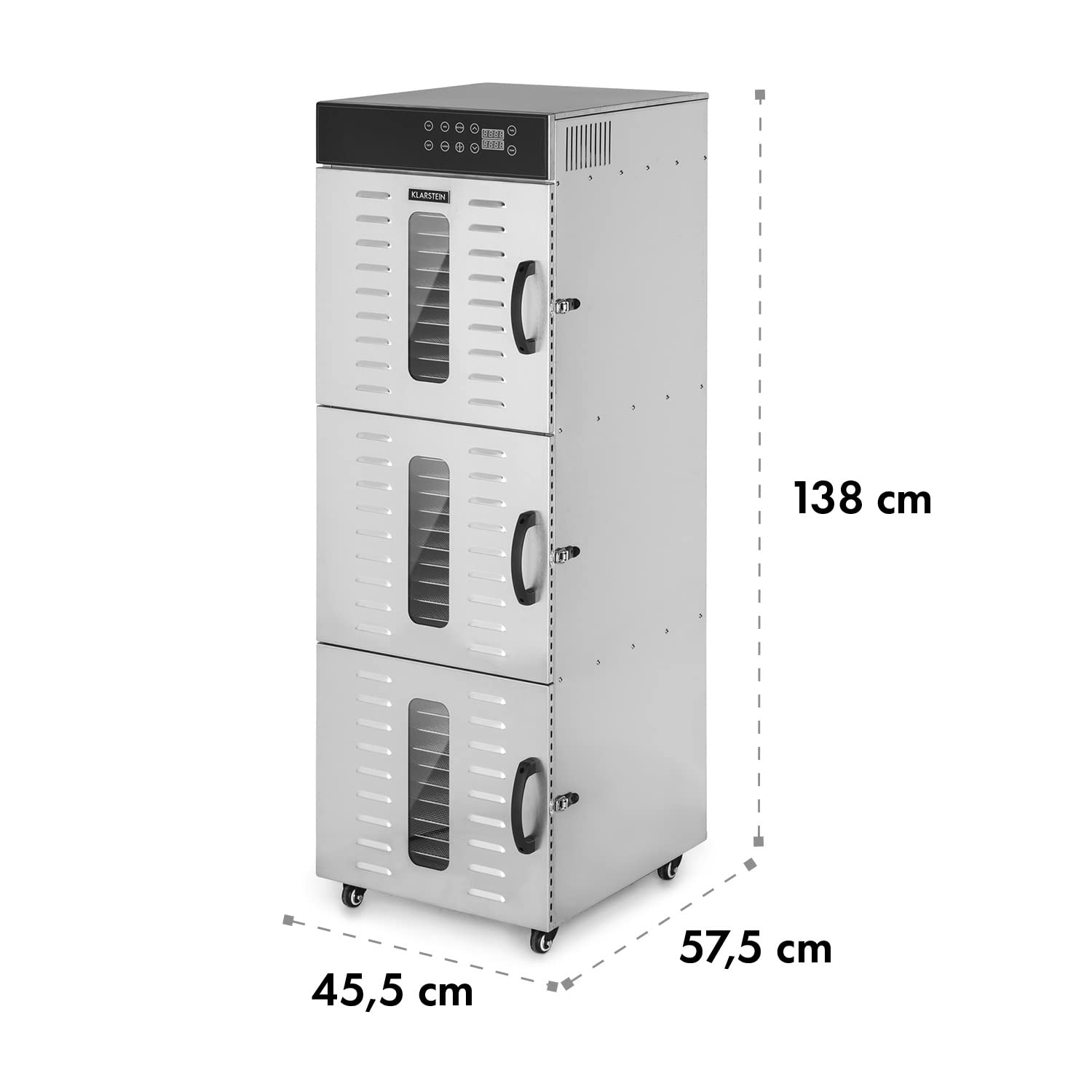 KLARSTEIN Master Jerky 550 Pro - Disidratatore Professionale, 36 Ripiani, 2400 W, Capacità: 5,47 m², Termostato: 40-90 °C, 36-54 kg Frutta/Verdure, Alloggiamento in Acciaio Inox, Argento