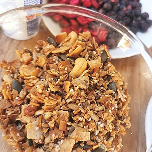Keto Low Carb Müsli Ohne Zucker zusatz | Low Carb Lebensmittel Granola | Low Carb Süßigkeiten | Ketogene Lebensmittel Fügen Sie Einfach Protein Pulver Für Proteinreiches Keto Müsli | ZingyZoo