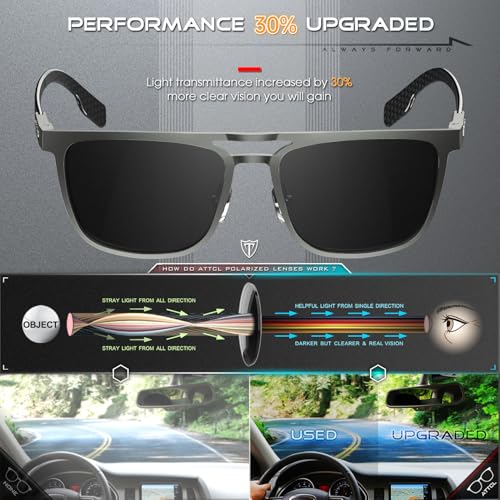 ATTCL Square Polarized Sunglasses Men: UV Protection FibraX Carbon Sunglass for Driving, Fishing, Travel, Mens Shades4