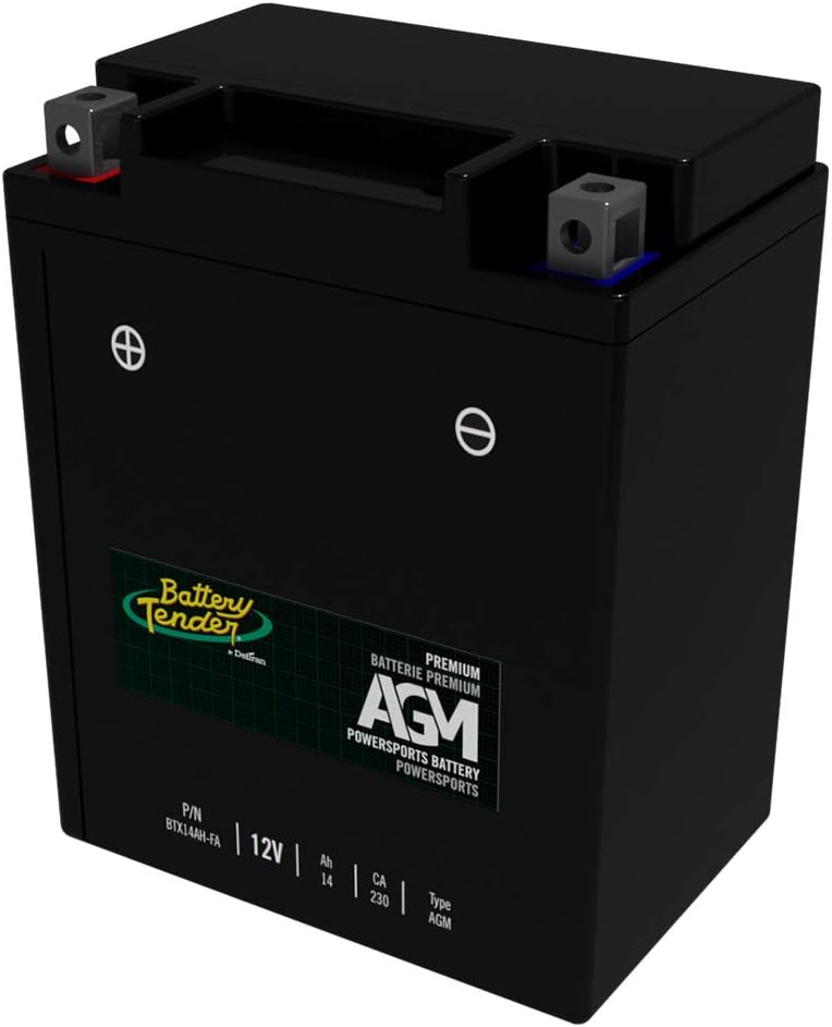 Battery Tender AGM Motorcycle Battery: Absorbent Glass Mat Battery for Motorcycles, ATVs, UTVs, and More - High Performance 12V 14aH 230 CCA Powersports Engine Start Battery - BTX14AH-FA