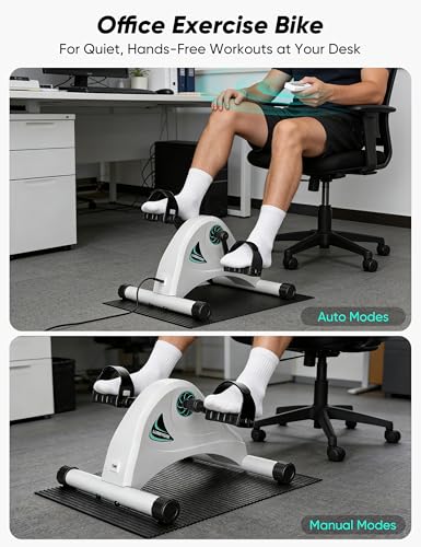 Image of Under Desk Bike Pedal Exerciser for Seniors, LUBBYGIM Mini Exercise Bike for Physical Therapy, Electric Motorized Foot Pedal Machine for Arm and Leg Fitness, 6 Speed Levels