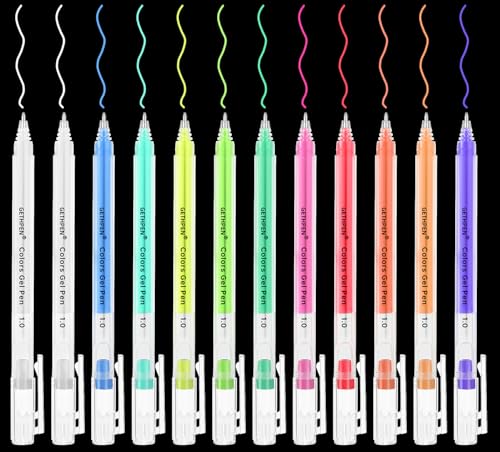 White Gel Pens 11-Colors Gel Pen Set for Black Paper Art 1.0mm Extra Fine Tip Opaque Archival Ink Pens - 12 Pack Artists Gel Pens for coloring Drawing Sketching Bullet Journaling Card Making