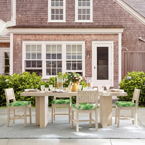 Image of Basic Beyond Outdoor Chair Cushions Set of 4, Square Corner Outdoor Cushions for Patio Furniture, Water Resistant Patio Chair Cushions with 2 Ties, 18.5x16x3, Green Leaves
