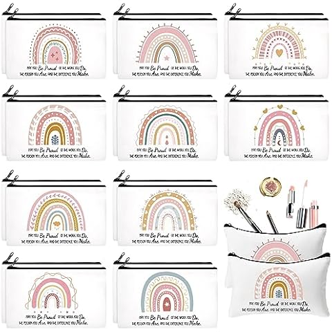 Reginary 20 Pieces Cosmetic Bag for Women, Roomy Makeup Bags with Zipper Toiletry Bag Pouch Travel Packing Accessory Organizer Gifts, 7 x 4.3 Inches (Motivational) Cover