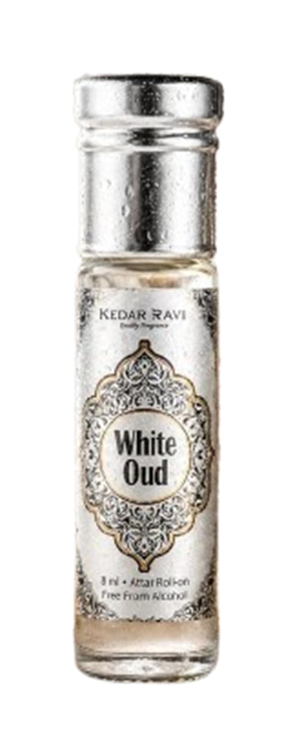 KEDAR RAVI White Oud Attar Roll On Perfume for Men & Women | Alcohol Free Long Lasting Oud Fragrance Oil | Premium Floral Woody Arabic Ittar Pocket Perfume Roll-On 8ml