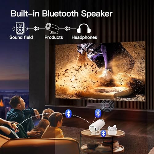 Image of BIGASUO Android TV: 270 Rotation Mini Projector with Bluetooth and WiFi 6, Auto Keystone Portable Projector 1080p 4K Compatible with HY300pro Projector for Phone /TV Stick /HDMI /PS5 /IOS (BGP28)