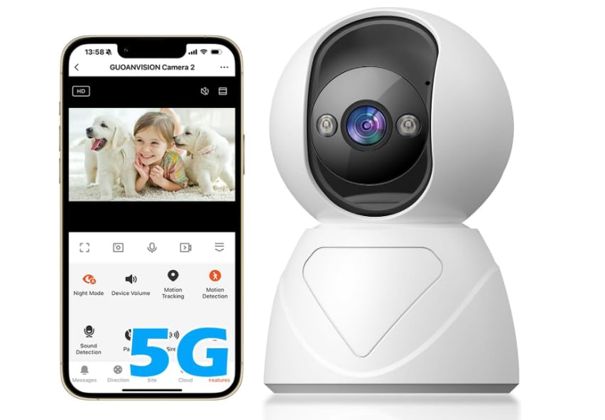 Indoor Pan/Tilt Security Camera, 5G WiFi Home Cameras for Baby Mo...