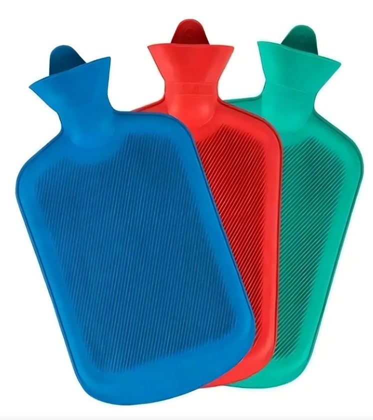 Bolsa Térmica de Borracha para Compressa Quente ou Fria, 2 Litros, Azul, Vermelho e Verde (CORES SORTIDA)