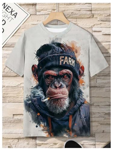 Men's 3D Monkey Graphic Tees Short Sleeve Crew Neck Novelty Cool T Shirts3